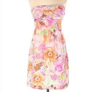 J. Crew Strapless Watercolor Floral Dress Size 4